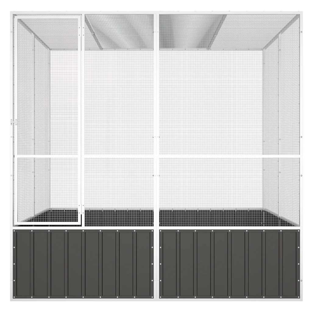 Suur antratsiithall tsingitud terasest linnumaja aias