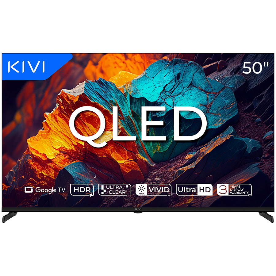 Телевизор KIVI 50U720QB 50 QLED 4K Google TV, Dolby Audio, Max Vivid, HDMI 2.1