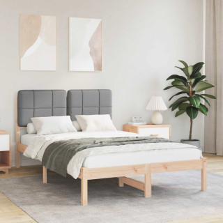 Voodiraam Pehme Peatoega peaga Helehall 120 x 200 cm Tahke mänd