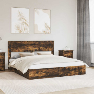 Laos voodi peaga Suitsetatud tamm 180 x 200 cm Tehispuit