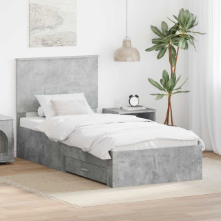 Voodi raam peaga sahtliga Betoonhall 90 x 200 cm Tehispuit