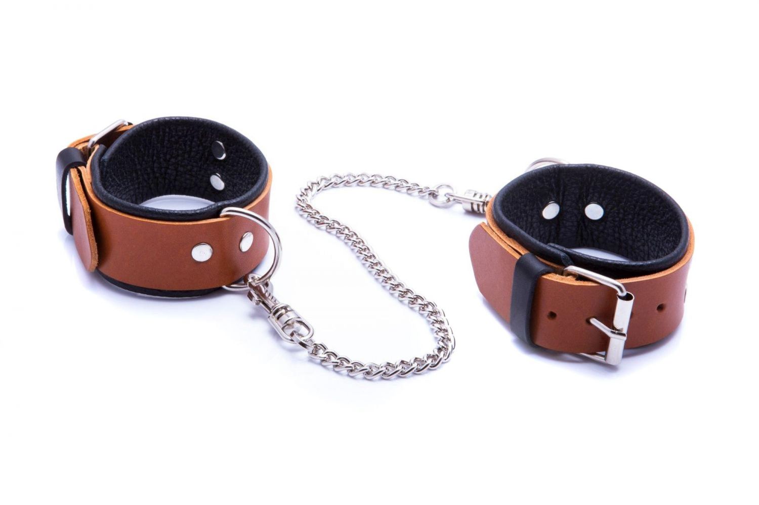 Kajdanki-WHIPS konjakivärvi nahast jalarauad naistele