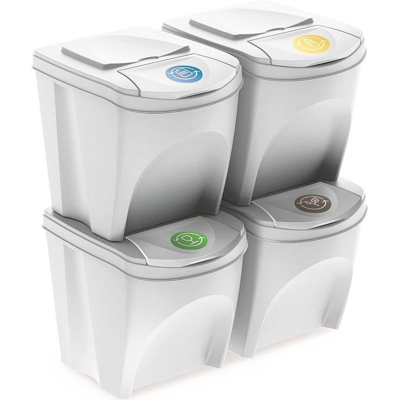 GARBAGE BINS 25 L SORTIBOX SET 4 PCS. GREY