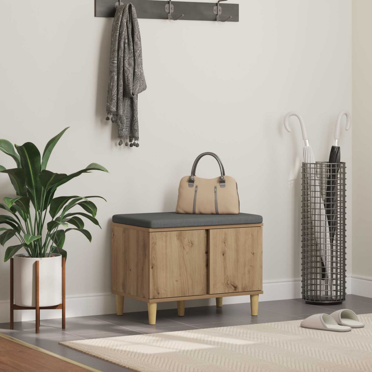 Hallipink padjaga ladustamisega Käsitööpuu 60 x 38 x 46 cm