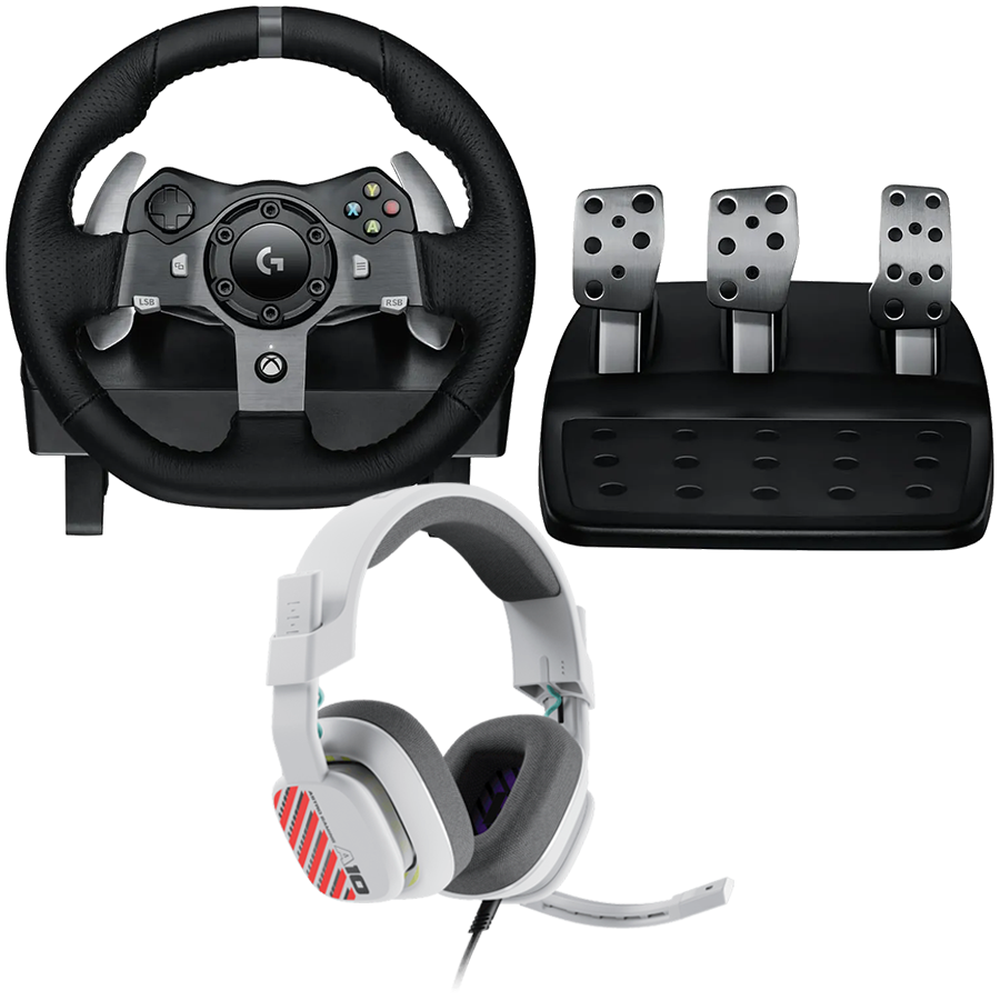 Игровой руль LOGITECH G920 Driving Force Racing Wheel + гарнитура Astro A10 - БЕЛЫЙ