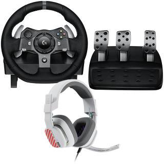 LOGITECH G920 Driving Force Racing Wheel + Astro A10 - WHITE