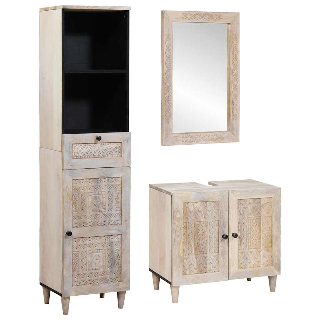 Vannitoa mööbleset 3 pcs Valge 38 x 33 x 160 cm mangopuit