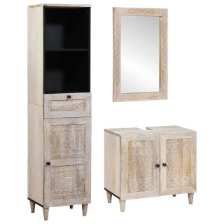 Vannitoa mööbleset 3 pcs Valge 38 x 33 x 160 cm mangopuit