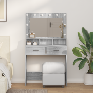 Tualettlaud LED-valgustusega, hall Sonoma, 79x41x135 cm