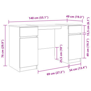 Laud sahtliga riiuliga käsitöötamm 140 x 49 x 76 cm Tehispuit