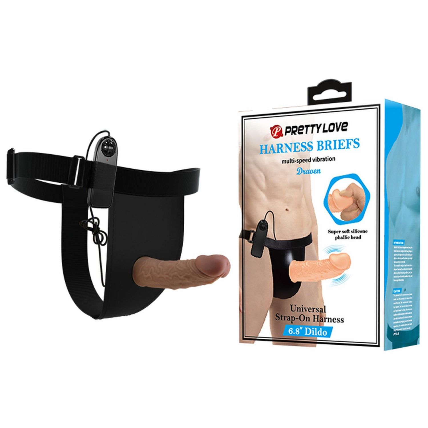 PRETTY LOVE - Rakmetega aluspüksid - Draven Strap-On 6,8 vibraatoriga dildo