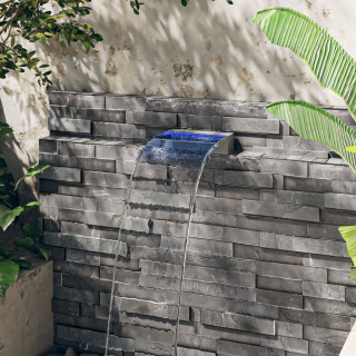 фонтан-водопад со светодиодной подсветкой RGB, нержавеющая сталь, 30 см