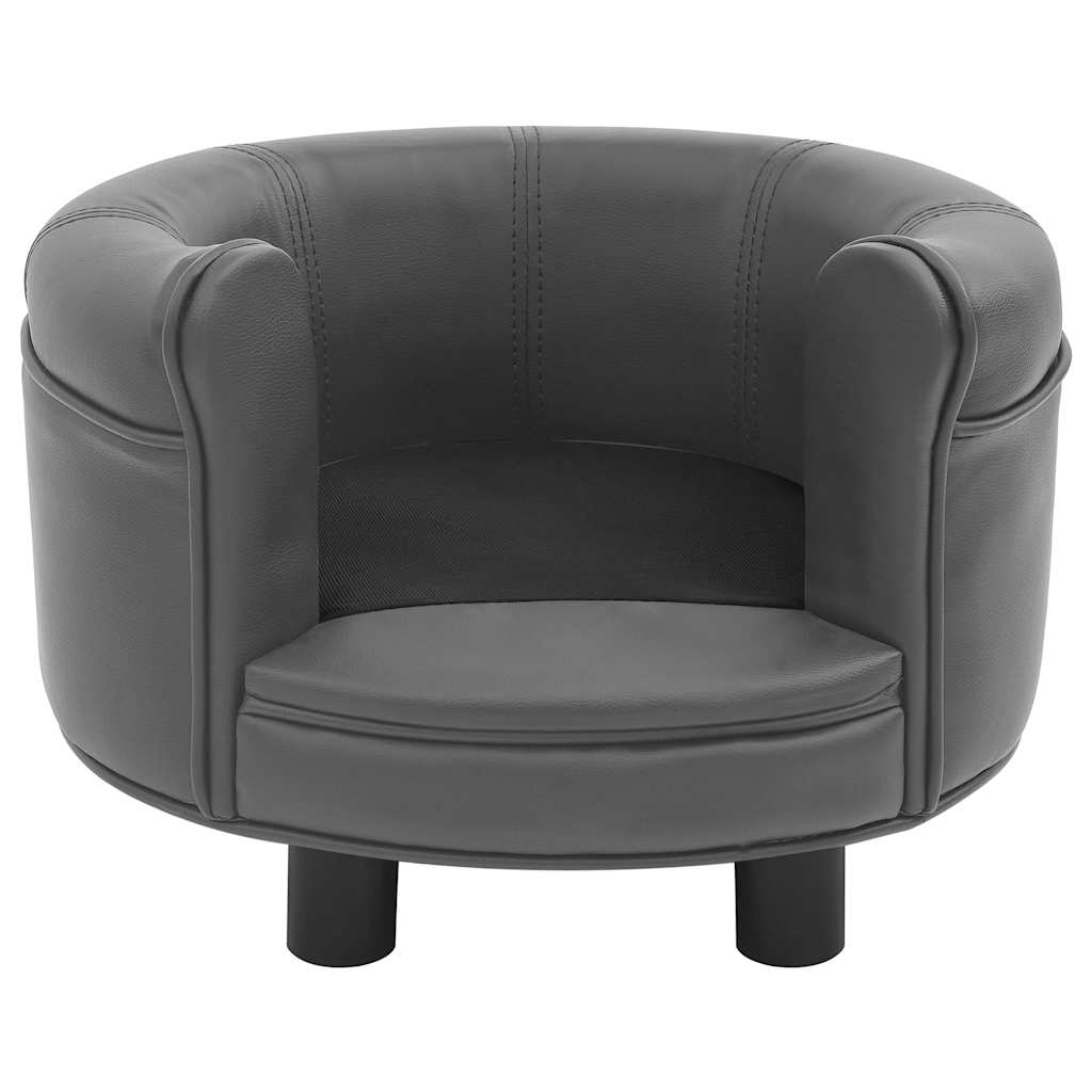 Лежанка-диван для собак, серый, 48 x 48 x 32 см, плюш и искусственная кожа