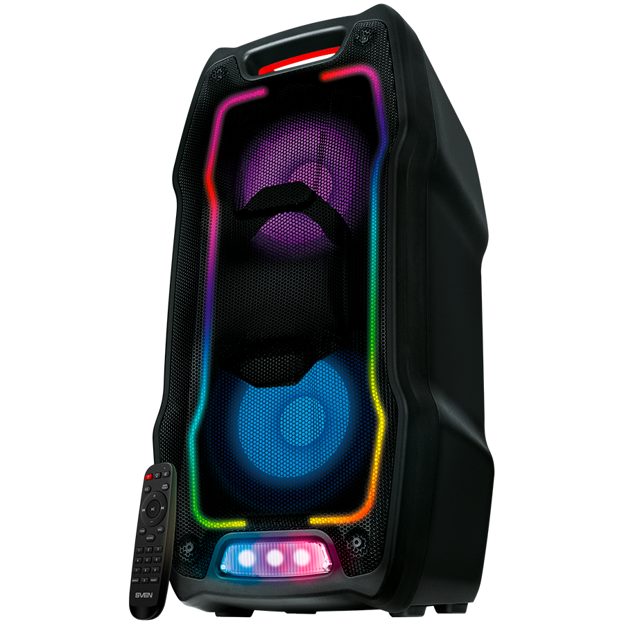 Портативная колонка SVEN PS-730, черная (100Вт, TWS, Bluetooth, FM, USB, microSD, LED-дисплей, 4400мАч)