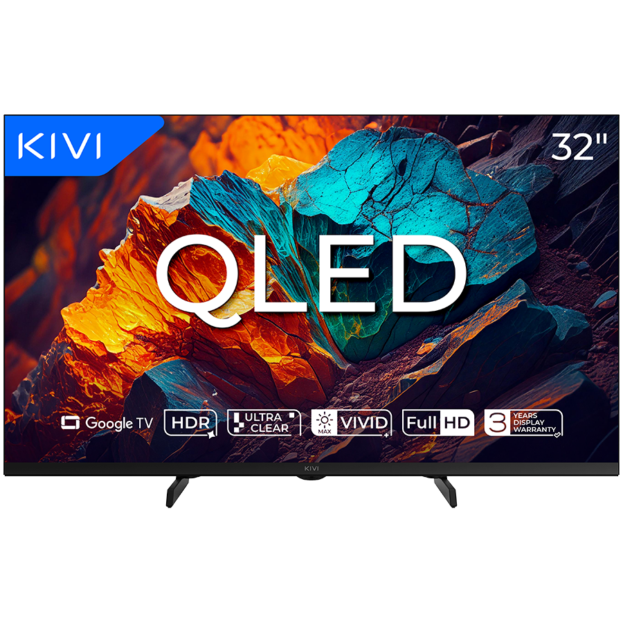 Телевизор KIVI 32F720QB 32 QLED FHD Google TV, Dolby Audio, Max Vivid