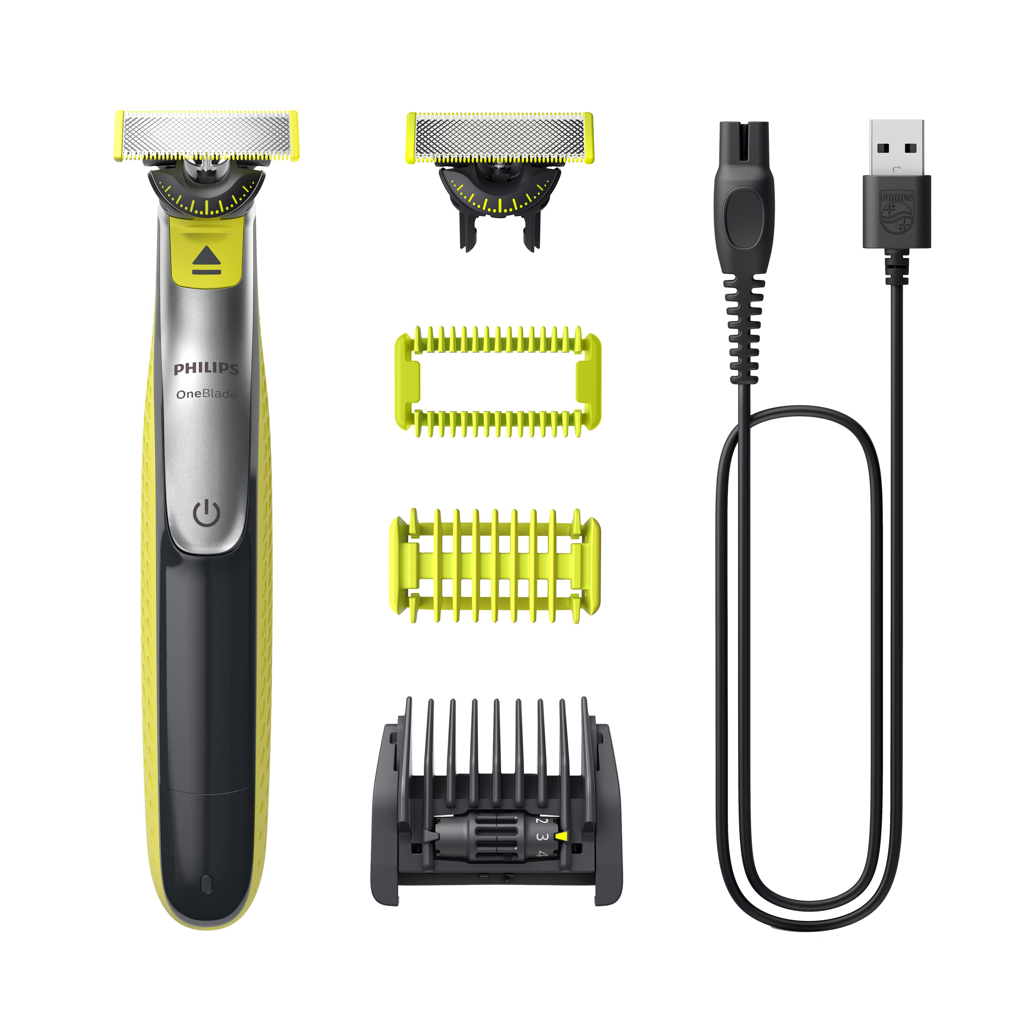 Philips OneBlade Face + Body QP2834/23, 1x Original blade, 1x 360 blade, 5-in-1 comb (1,2,3,4,5 mm), 60 min run time/4hour charging