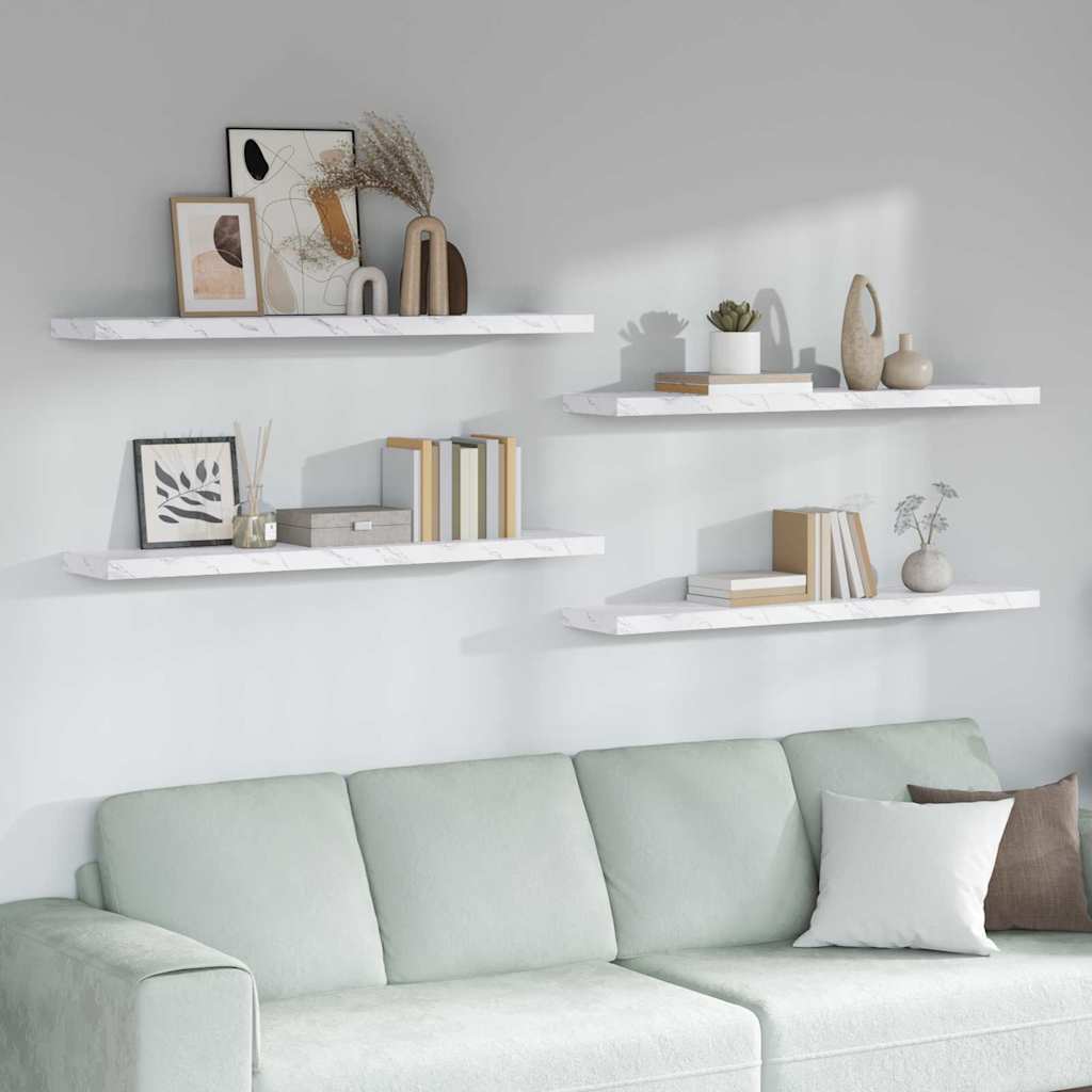 Seinariiul 4 pcs Valge Marmor 120 x 23,5 x 4 cm Tehispuit