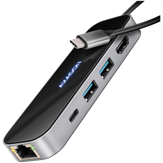 AXAGON HMC-6GLN 2x USB-A 5Gbps, 1x USB-C 5Gbps, 4K/60Hz HDMI, RJ-45, USB 3.2 Gen 1 hub, PD 100W, 20cm USB-C cable