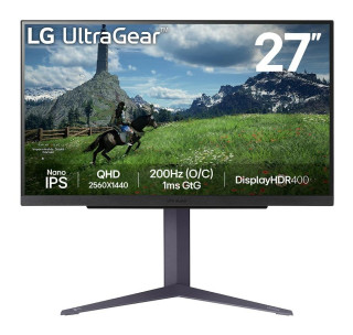 LCD Monitor|LG|27|Panel IPS|2560x1440|16:9|180Hz|1 ms|Pivot|Height adjustable|Tilt|Colour Black|27GS85Q-B