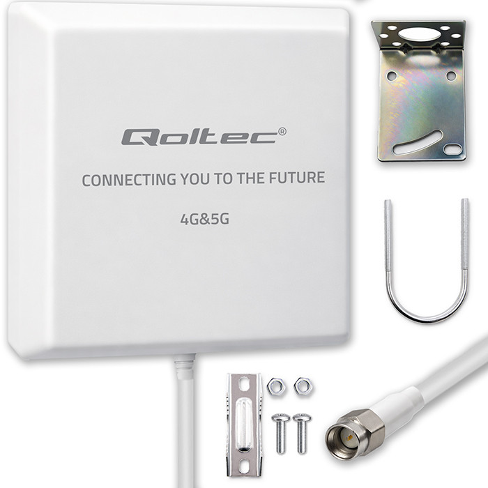 Qoltec 4G 5G LTE antenna | 9dBi | directional | external | SMA | waterproof | 3m