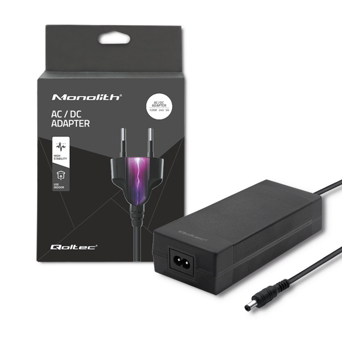 Qoltec Desktop power supply 120W | 24V | 5A | 5.5*2.5 + power cable