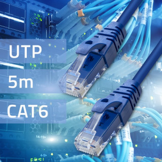 Сетевой кабель Qoltec Patchcord UTP | CAT6 | 2 x RJ-45 | 5м | Высокоскоростной | Позолоченный