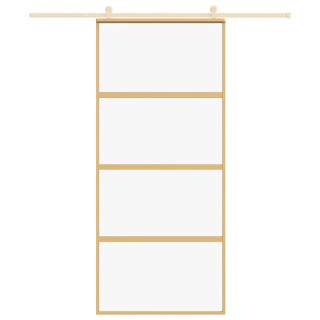 раздвижная дверь, золото, 90x205 см, прозрачное стекло ESG и алюминий