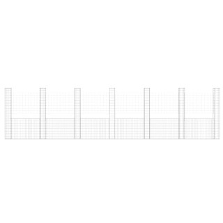 U-образная габионная корзина с 7 столбами, железо, 740x20x200 см