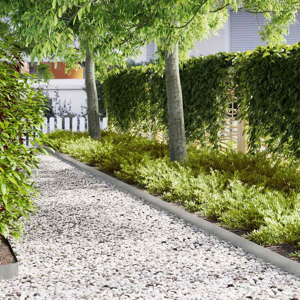 Nurmikonreunukset 30 pcs Hõbedane 100 x 0.5 x 15 cm