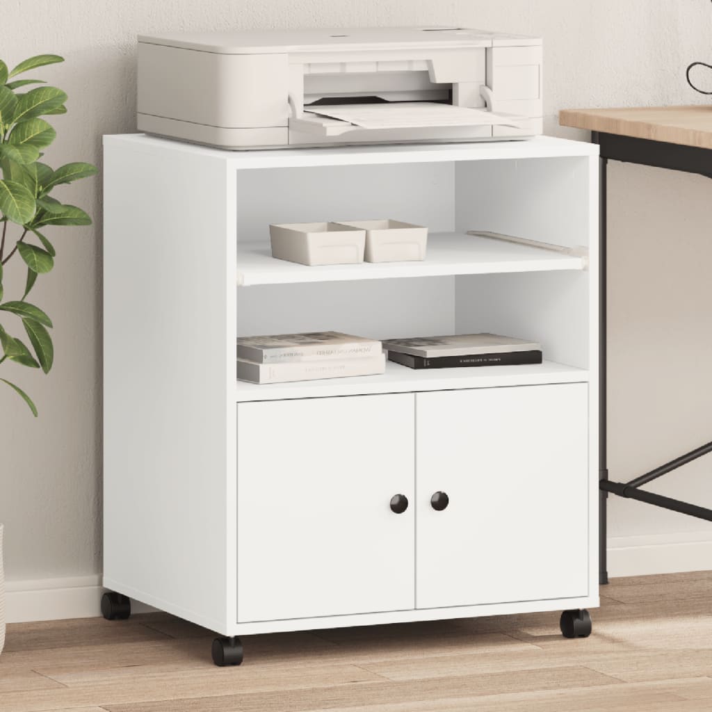 ratastega printerialus, valge, 60x48x74 cm