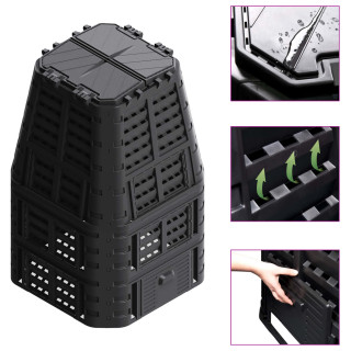 Садовый компостер, черный 93,3 x 93,3 x 146 см 1000 л