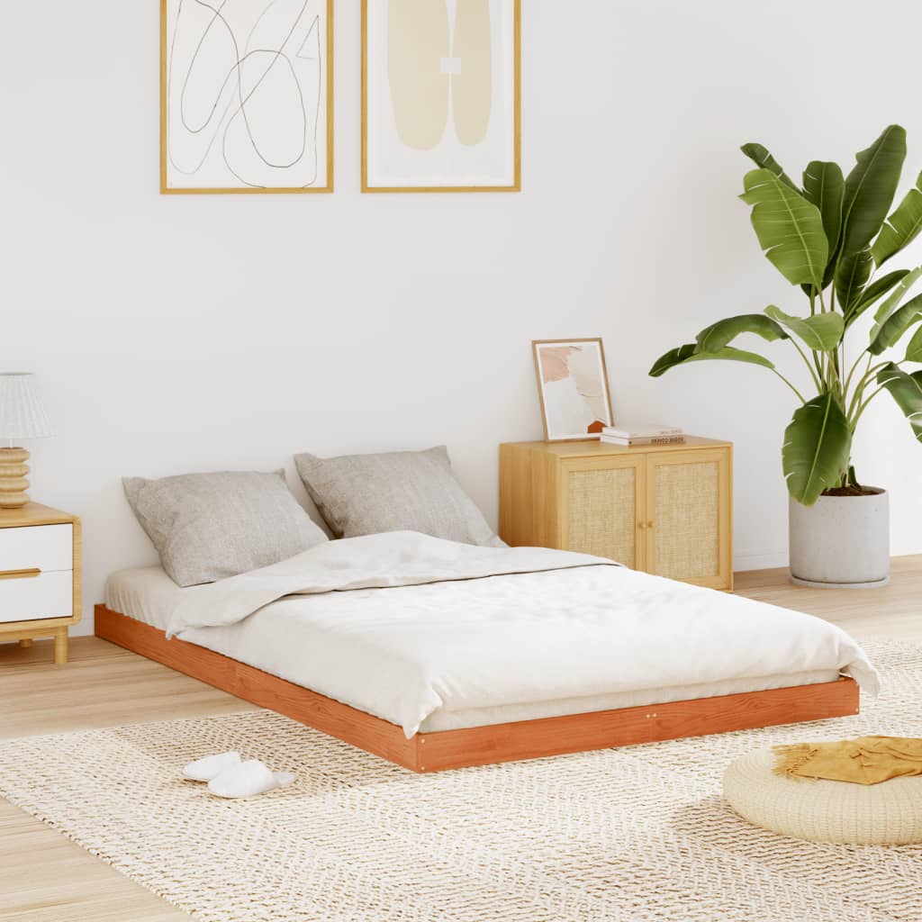 voodiraam, vahapruun, 140 x 200 cm, männipuit