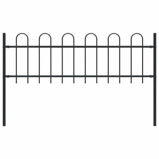 Ограждение садовое стальное с закругленными концами, 1,8 м, черное