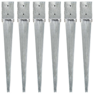 колья для крепления к земле 6 шт. серебряные 10 x 10 x 76 см оцинкованная сталь