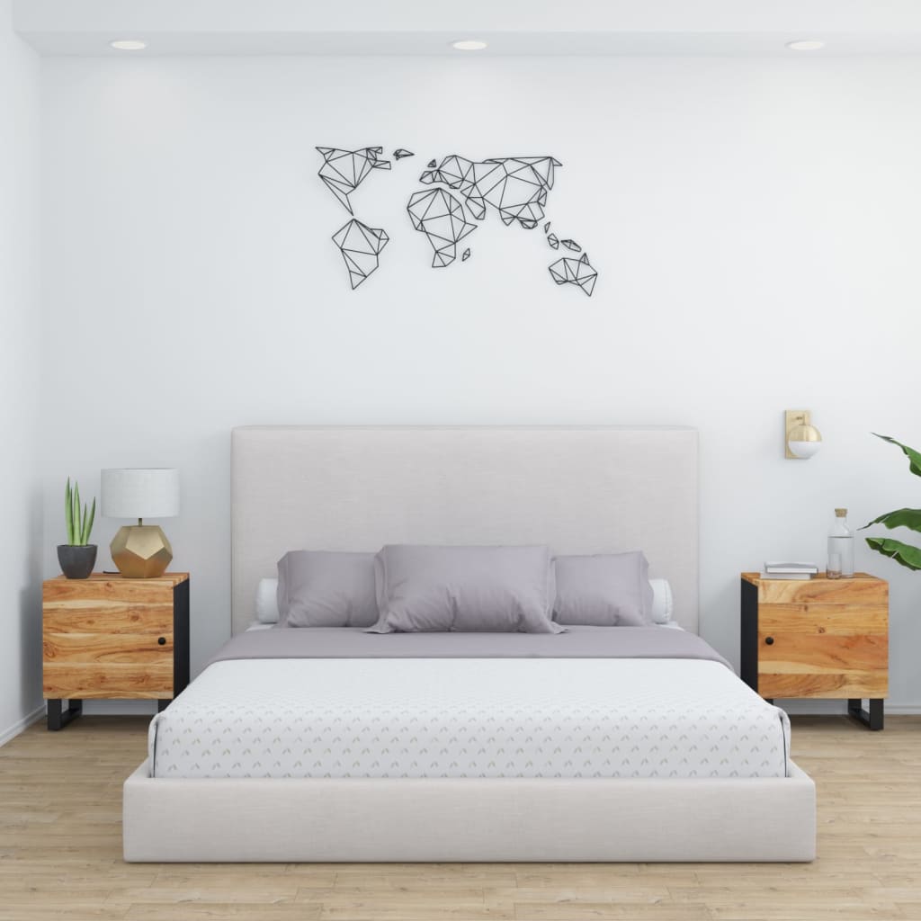 Прикроватные тумбочки, 2 шт, 40 x 33 x 46 см, акация