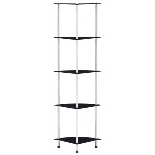 5-ярусная полка, черная, 30x30x130 см, закаленное стекло