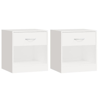 Прикроватные тумбочки с ящиком, 2 шт, белые