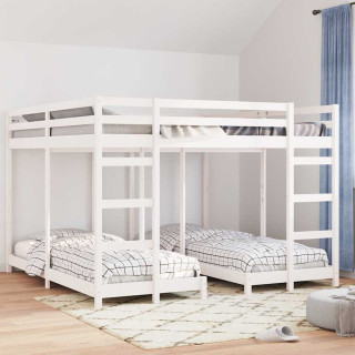 Kolmekordne Narivoodi Raam Valge 200 x 200 cm Tahke mänd