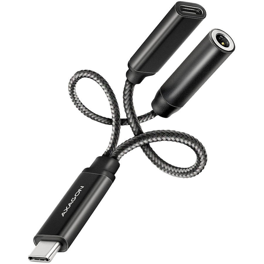 AXAGON ADA-HCPD USB-C - 3.5 мм адаптер Hi-Res DAC, 384кГц/32бит, PD 60Вт 3A