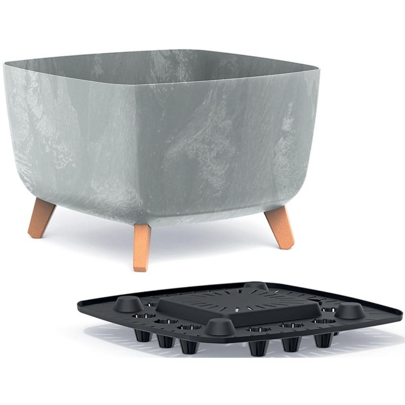 GRACIA SQUARE CONCRETE EFFECT FLOWER POT 24x24CM