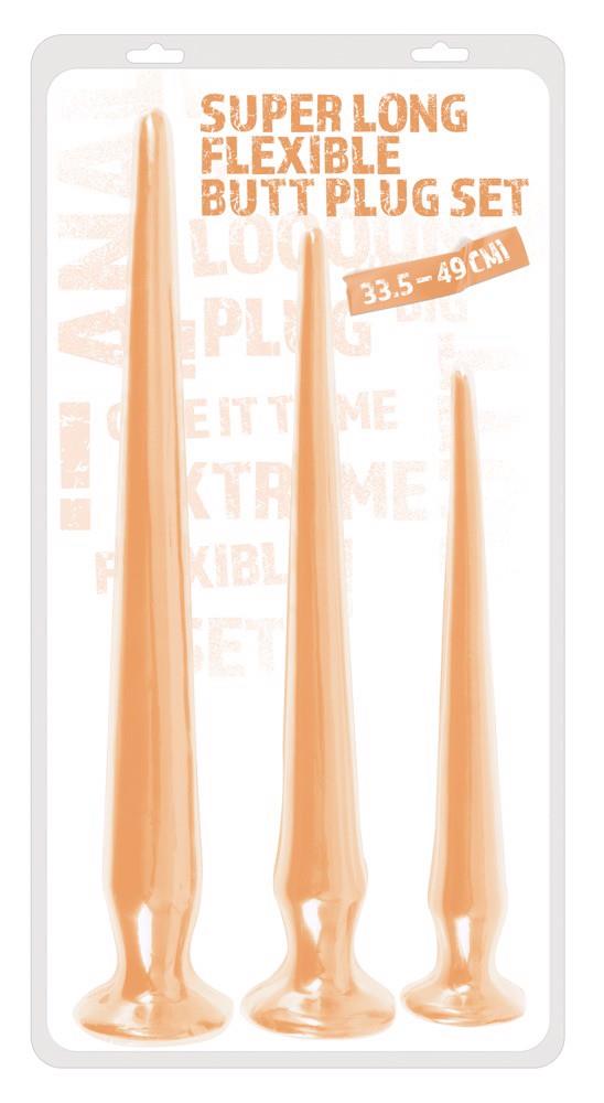 Набор супердлинных анальных пробок телесного цвета