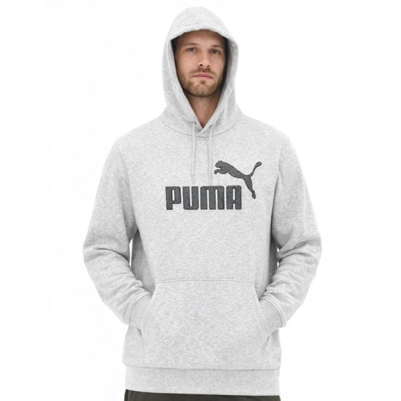 Puma men's gray fashionable cotton kangaroo sports hoodie