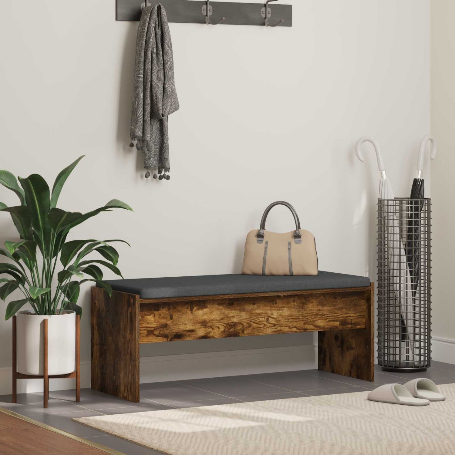 Hallipink padjaga Suitsetatud tamm 100 x 38 x 46 cm