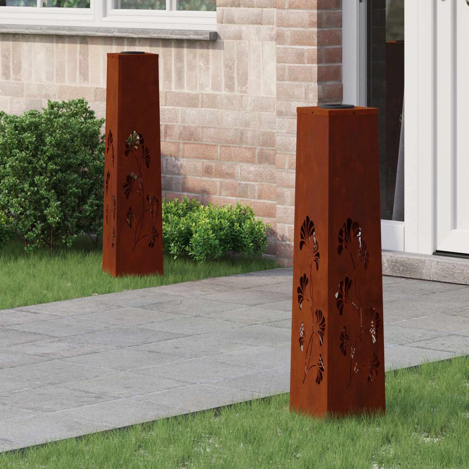 Päikese LED käigutee tuli 2 pcs Corten Teras Corten Teras