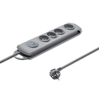 Qoltec Surge protector | 4 sockets | 1.5m | Grey