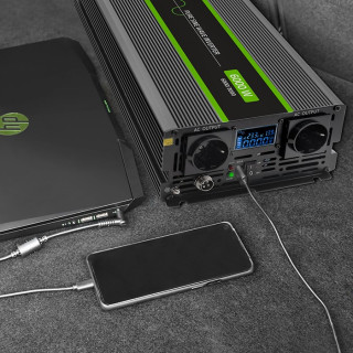 Qoltec Pure Sine Wave Inverter Monolith | 3000W | 6000W | 24V to 230V | LCD