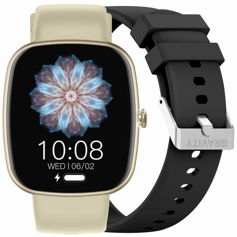 GRAVITY GT18-7 Women's Smartwatch Beige Silicone Strap + Black Strap
