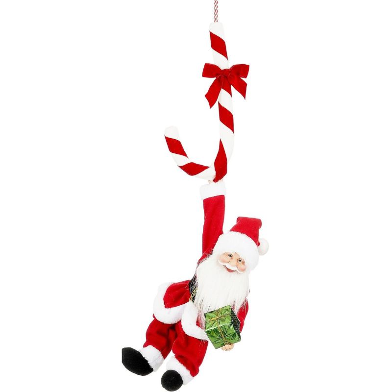 CHRISTMAS SANTA CLAUS PLAYING MOVING HANGING WITH CANDY LOLLIPOP 82CM MICA