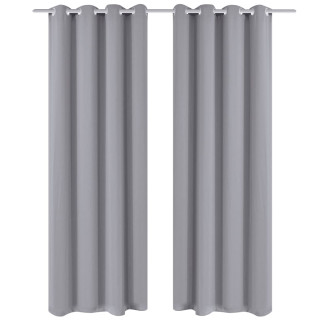 Серые светонепроницаемые шторы с металлическими кольцами, 2 шт, 135 x 245 см