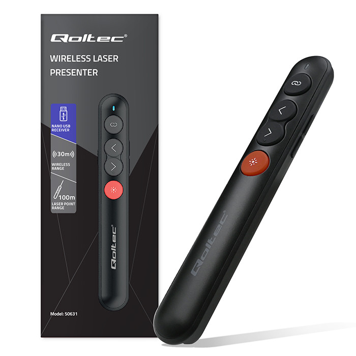 Qoltec Laser pointer | Presenter 4in1 | USB 3.0 | 2.4GHz | 30m